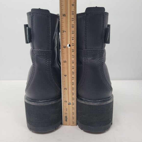Timberland Kori Park Women's Black Leather Moto Buckle Lace Up Boots US Size 9 - Picture 9 of 11